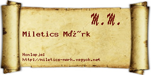 Miletics Márk névjegykártya